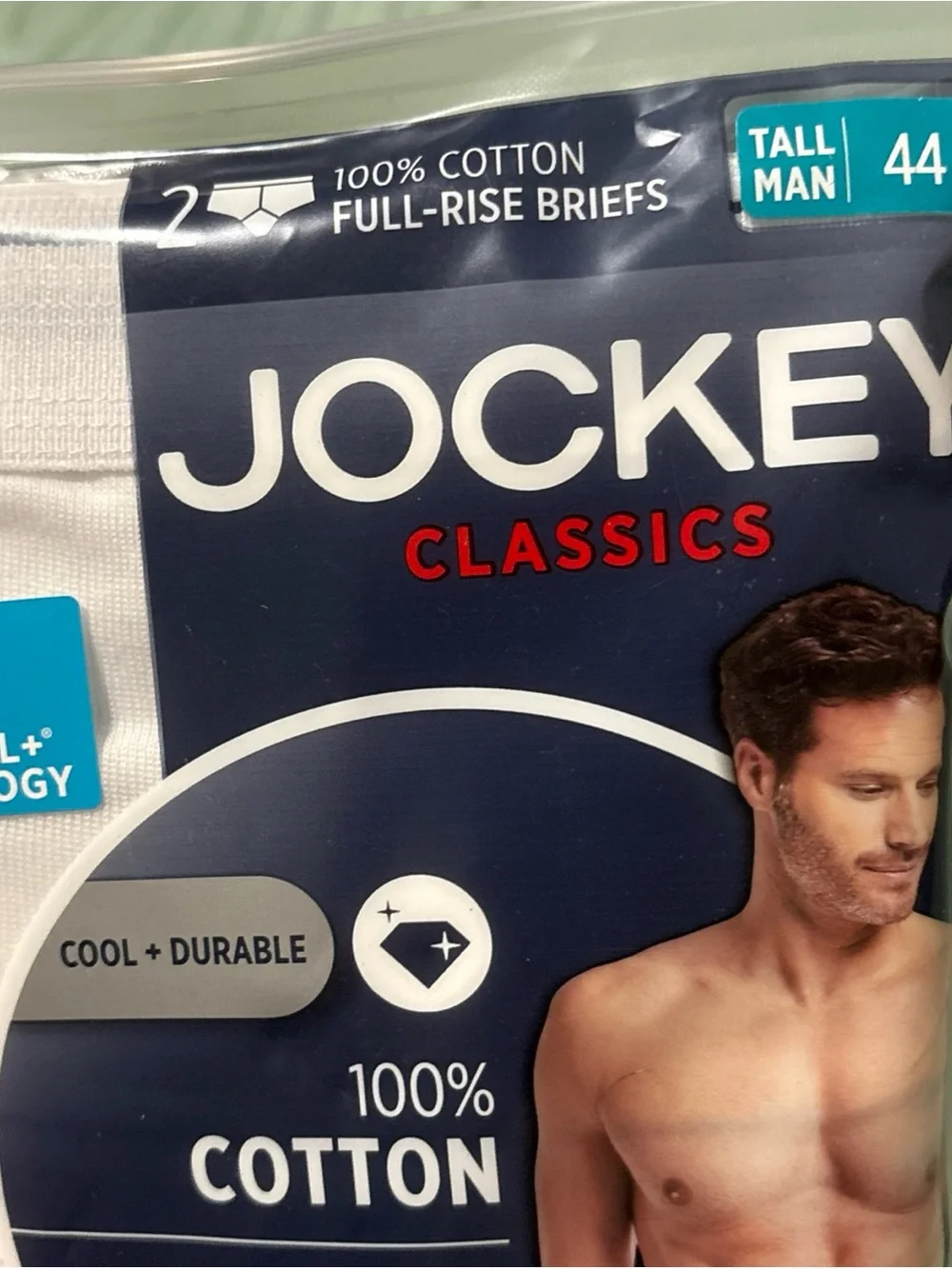 2 Pks of 2= 4pr. Jockey Classic Full Rise Cotton Brief White Tall Man 44 New